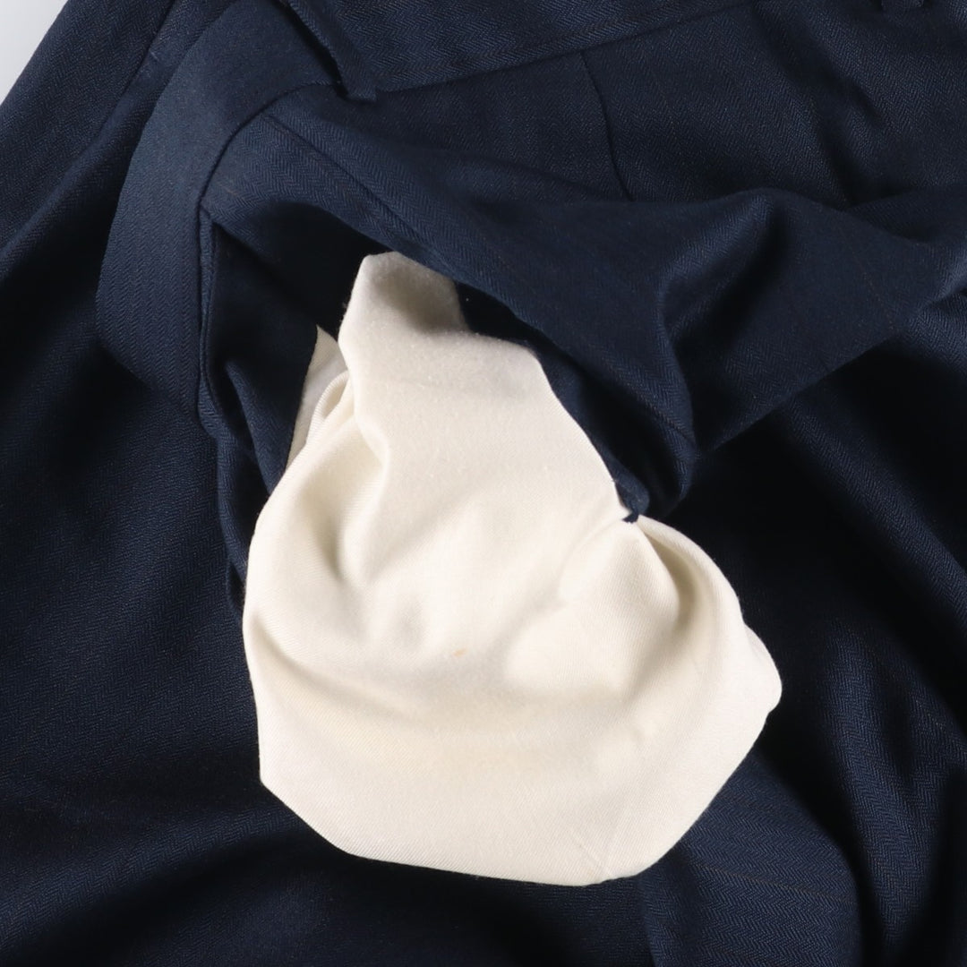 Striped Pattern Two-pleat Wool Pants Slacks Men's Size W34 unclear navy blue type Vintage Second Hand