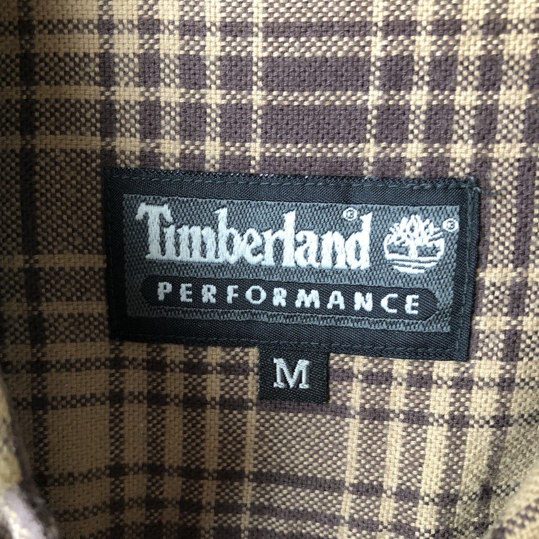 Vintage 90s-00'S Timberland long-sleeved flannel check shirt, men's size M cotton dark chocolate Vintage Second Hand
