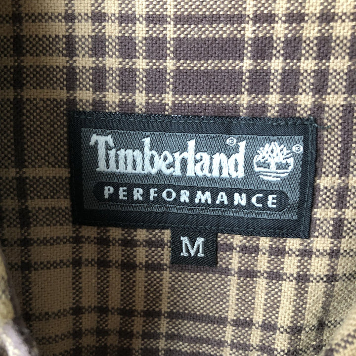 Vintage 90s-00'S Timberland long-sleeved flannel check shirt, men's size M cotton dark chocolate Vintage Second Hand