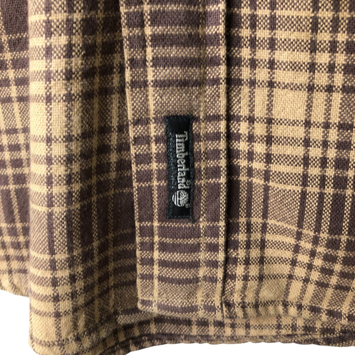 Vintage 90s-00'S Timberland long-sleeved flannel check shirt, men's size M cotton dark chocolate Vintage Second Hand