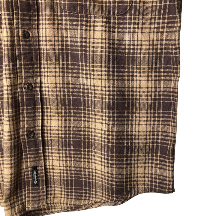 Vintage 90s-00'S Timberland long-sleeved flannel check shirt, men's size M cotton dark chocolate Vintage Second Hand