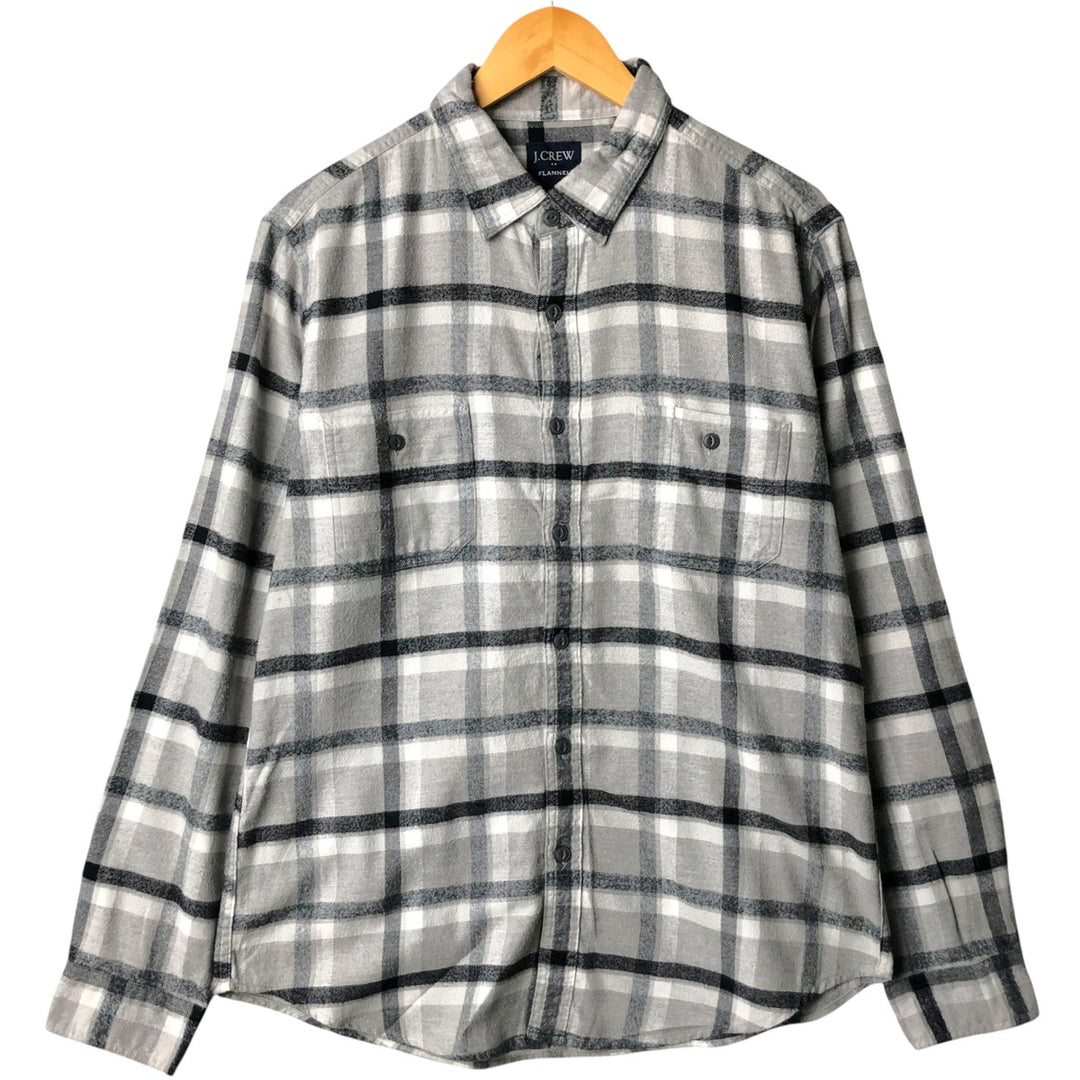 J.Crew long-sleeved flannel check shirt, men's size L cotton gray type Vintage Second Hand