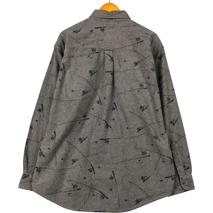 2000'S WOOLRICH all-over print long-sleeve button-down flannel shirt, men's size L cotton gray type Vintage Second Hand