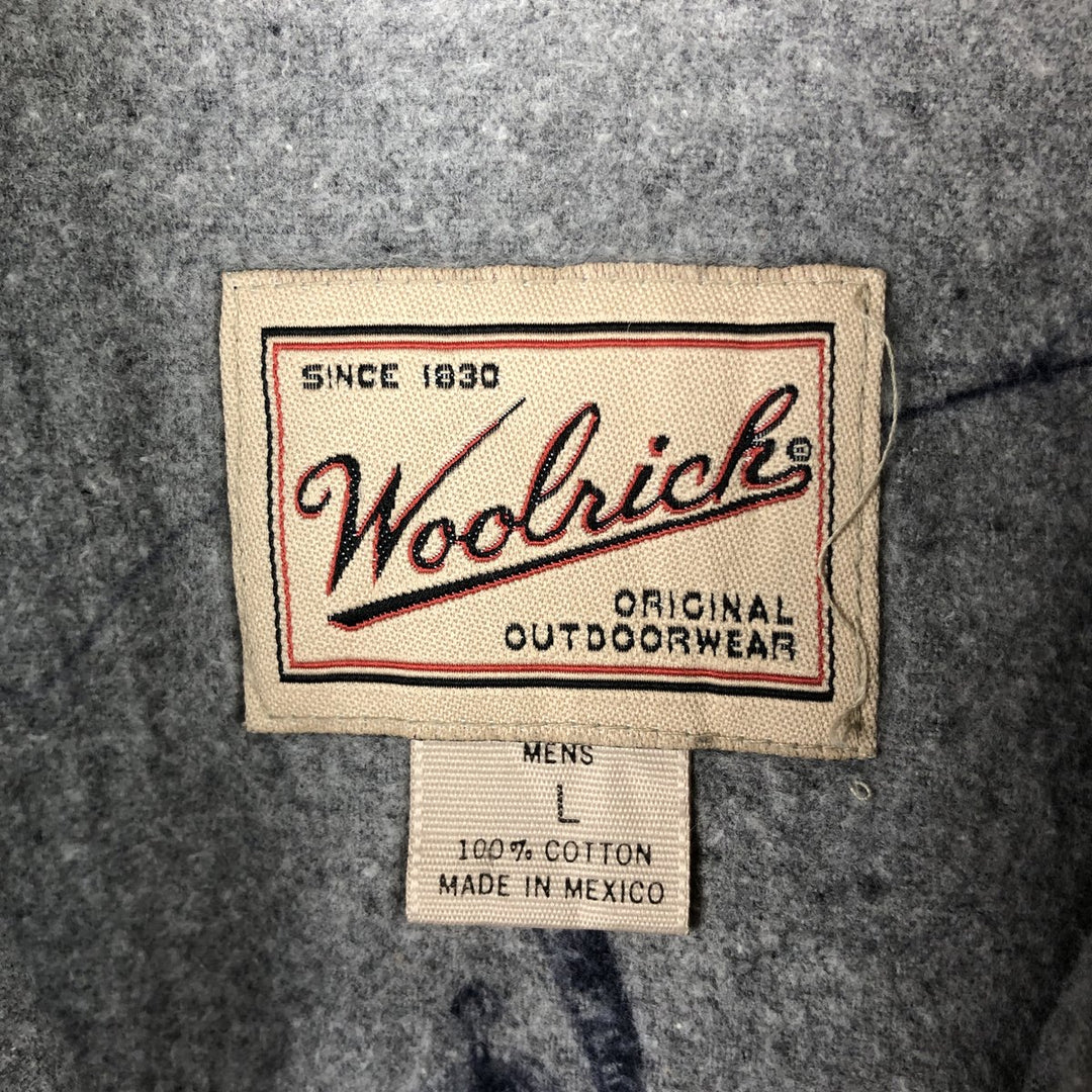 2000'S WOOLRICH all-over print long-sleeve button-down flannel shirt, men's size L cotton gray type Vintage Second Hand