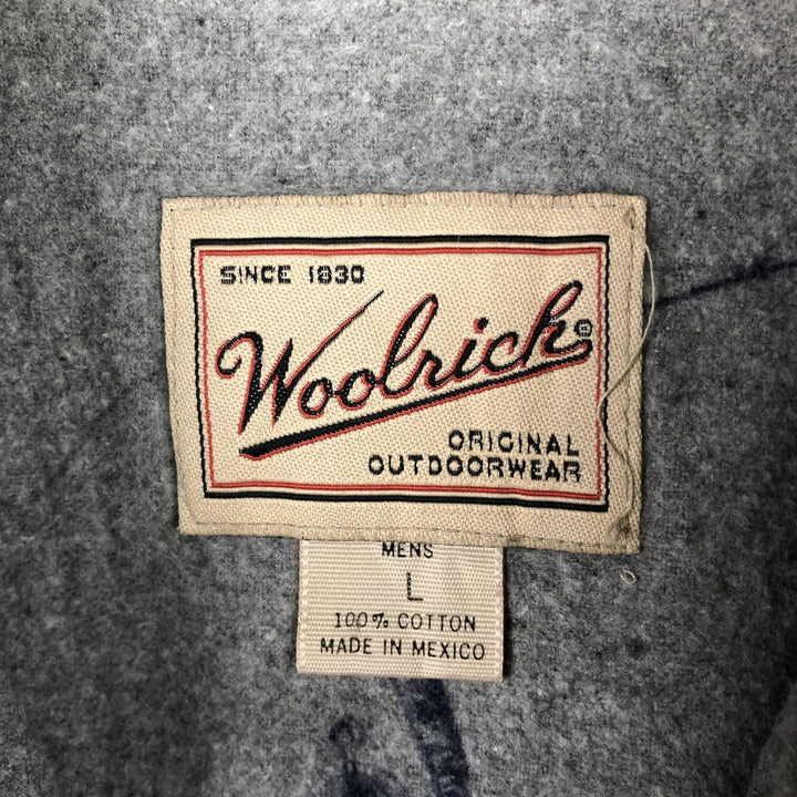 2000'S WOOLRICH all-over print long-sleeve button-down flannel shirt, men's size L cotton gray type Vintage Second Hand