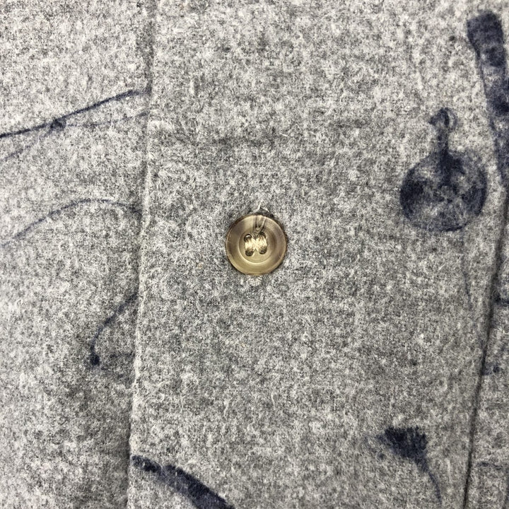 2000'S WOOLRICH all-over print long-sleeve button-down flannel shirt, men's size L cotton gray type Vintage Second Hand