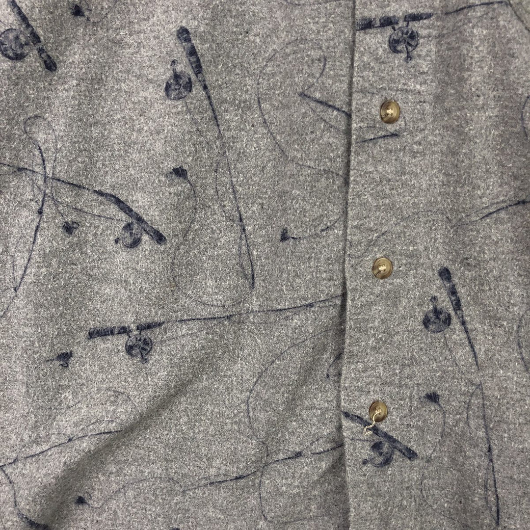 2000'S WOOLRICH all-over print long-sleeve button-down flannel shirt, men's size L cotton gray type Vintage Second Hand