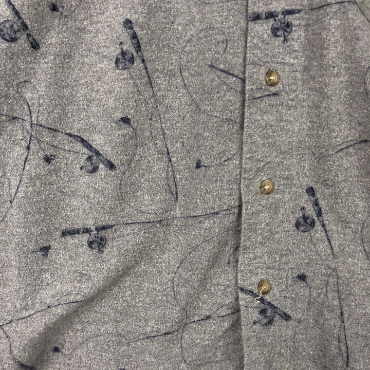 2000'S WOOLRICH all-over print long-sleeve button-down flannel shirt, men's size L cotton gray type Vintage Second Hand