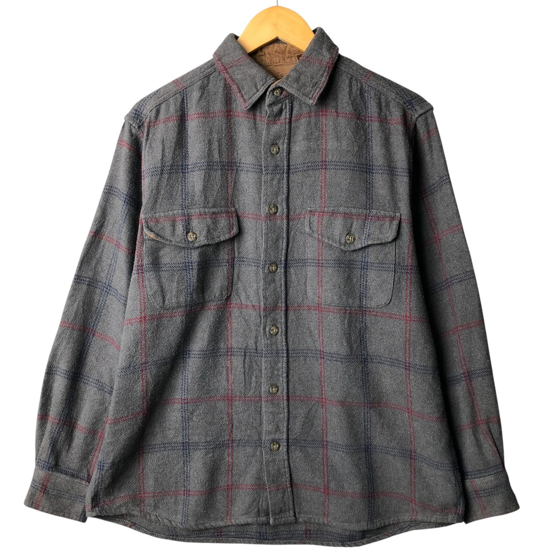 Faded Glory Long Sleeve Flannel Check Shirt, Men's Size Medium cotton gray type Vintage Second Hand