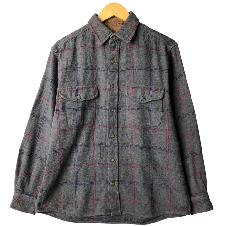 Faded Glory Long Sleeve Flannel Check Shirt, Men's Size Medium cotton gray type Vintage Second Hand
