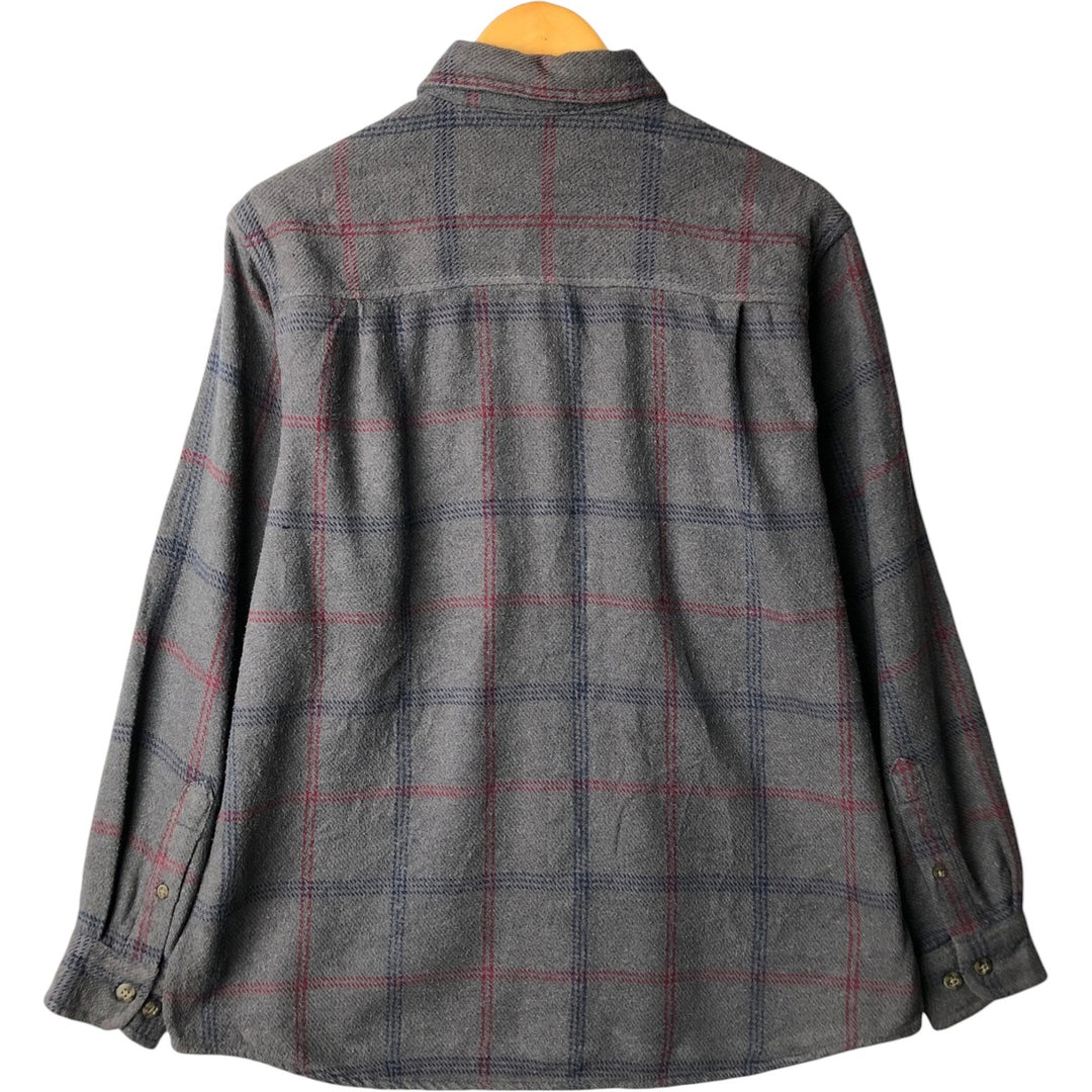 Faded Glory Long Sleeve Flannel Check Shirt, Men's Size Medium cotton gray type Vintage Second Hand