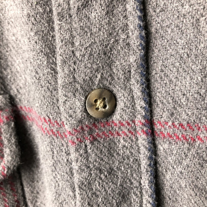 Faded Glory Long Sleeve Flannel Check Shirt, Men's Size Medium cotton gray type Vintage Second Hand