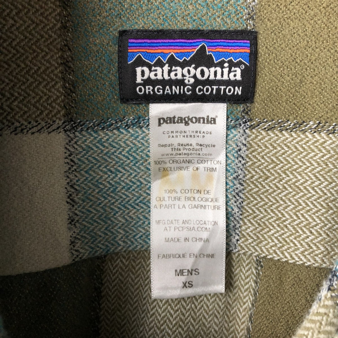 Patagonia Organic Cotton Long Sleeve Flannel Check Shirt, Men's Size XS (STY53947FA14) Organic cotton green type Vintage Second Hand