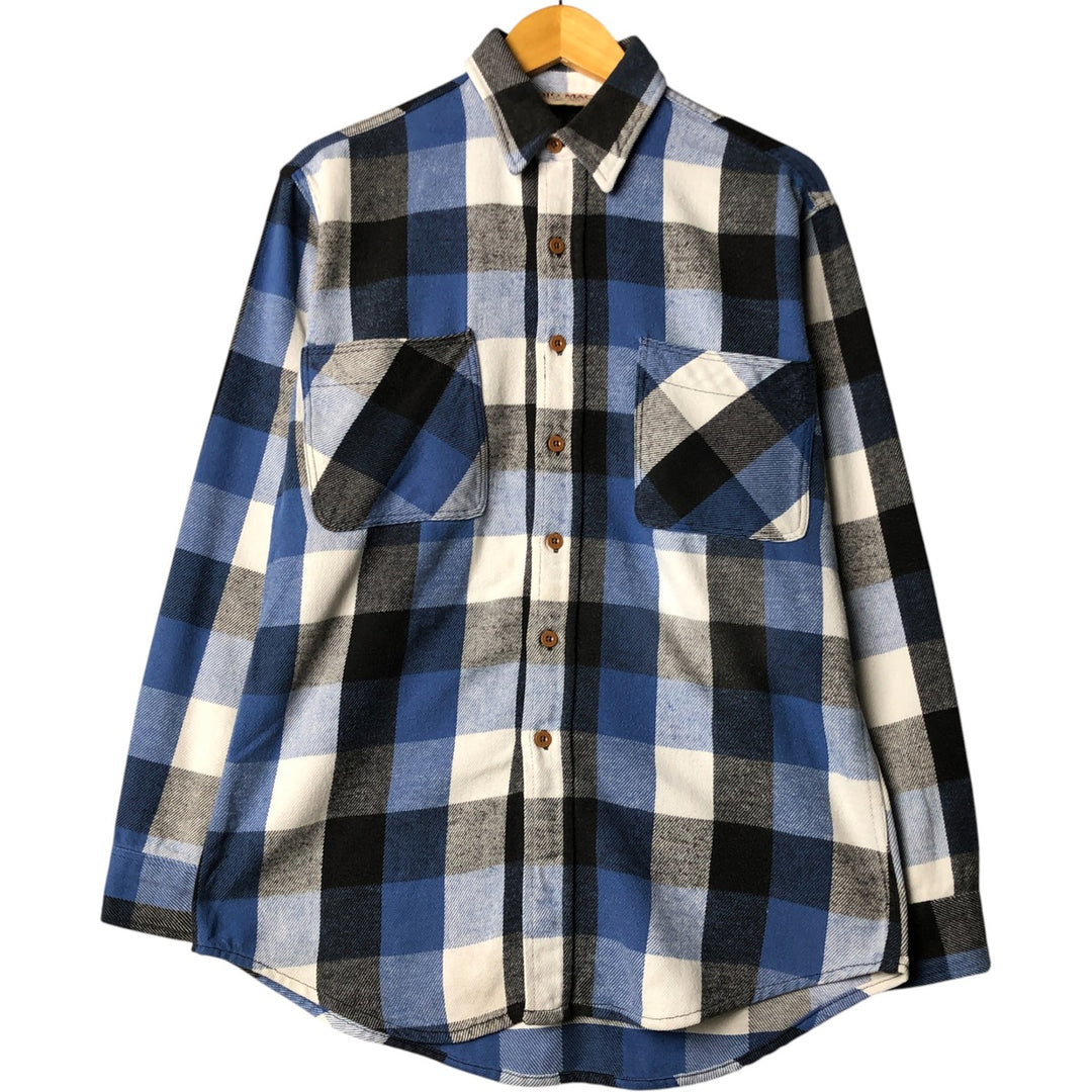 Vintage 1980'S Big Mac long-sleeved flannel check shirt, made in the USA, size M. cotton blue type Vintage Second Hand