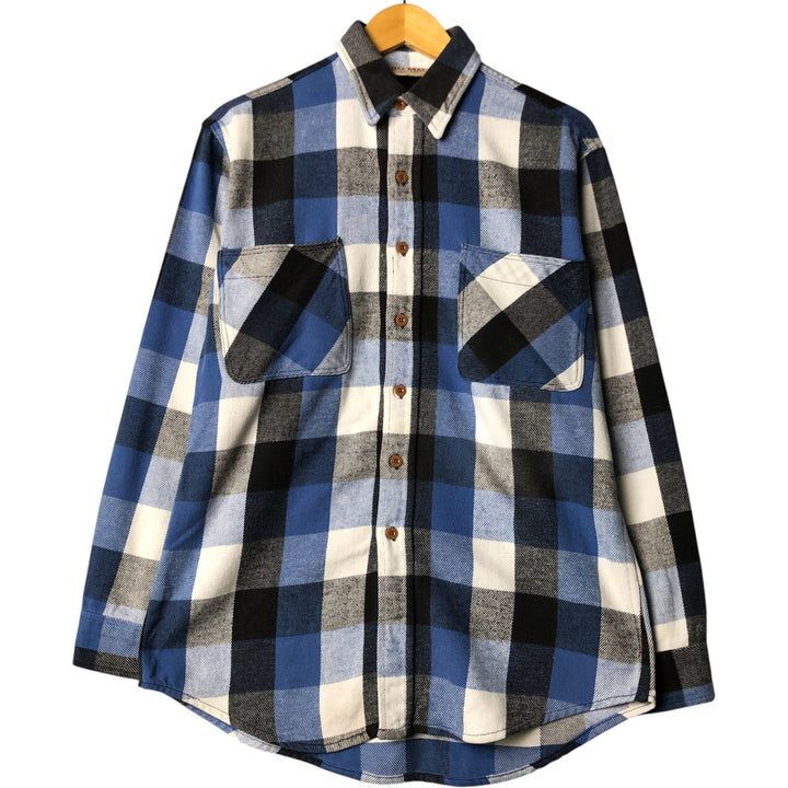 Vintage 1980'S Big Mac long-sleeved flannel check shirt, made in the USA, size M. cotton blue type Vintage Second Hand