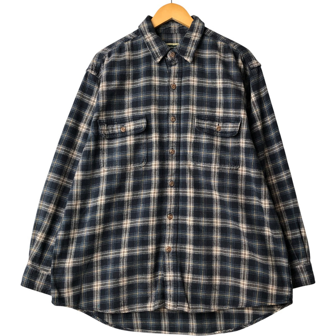 Field and Stream Long Sleeve Flannel Check Shirt, Men's XL unclear navy blue type Vintage Second Hand