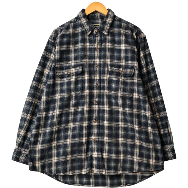 Field and Stream Long Sleeve Flannel Check Shirt, Men's XL unclear navy blue type Vintage Second Hand