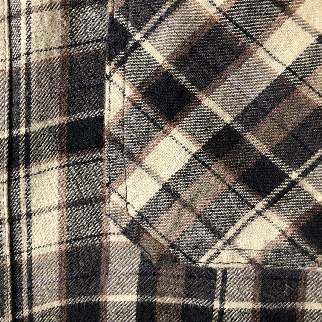 WOOLRICH Long Sleeve Button-Down Light Flannel Check Shirt, Men's Size L cotton ivory Vintage Second Hand