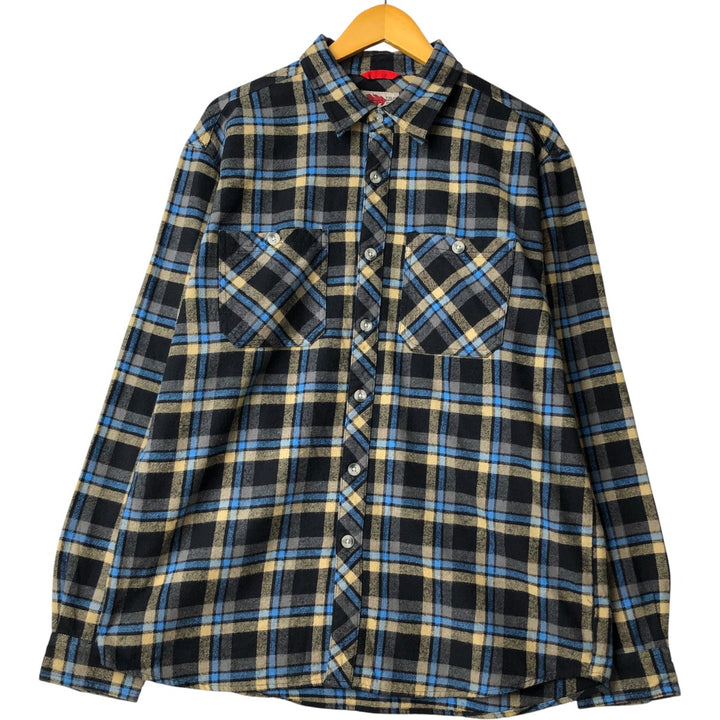 FIELDN' FOREST Long Sleeve Heavy Flannel Check Shirt Men's XL cotton blue type Vintage Second Hand