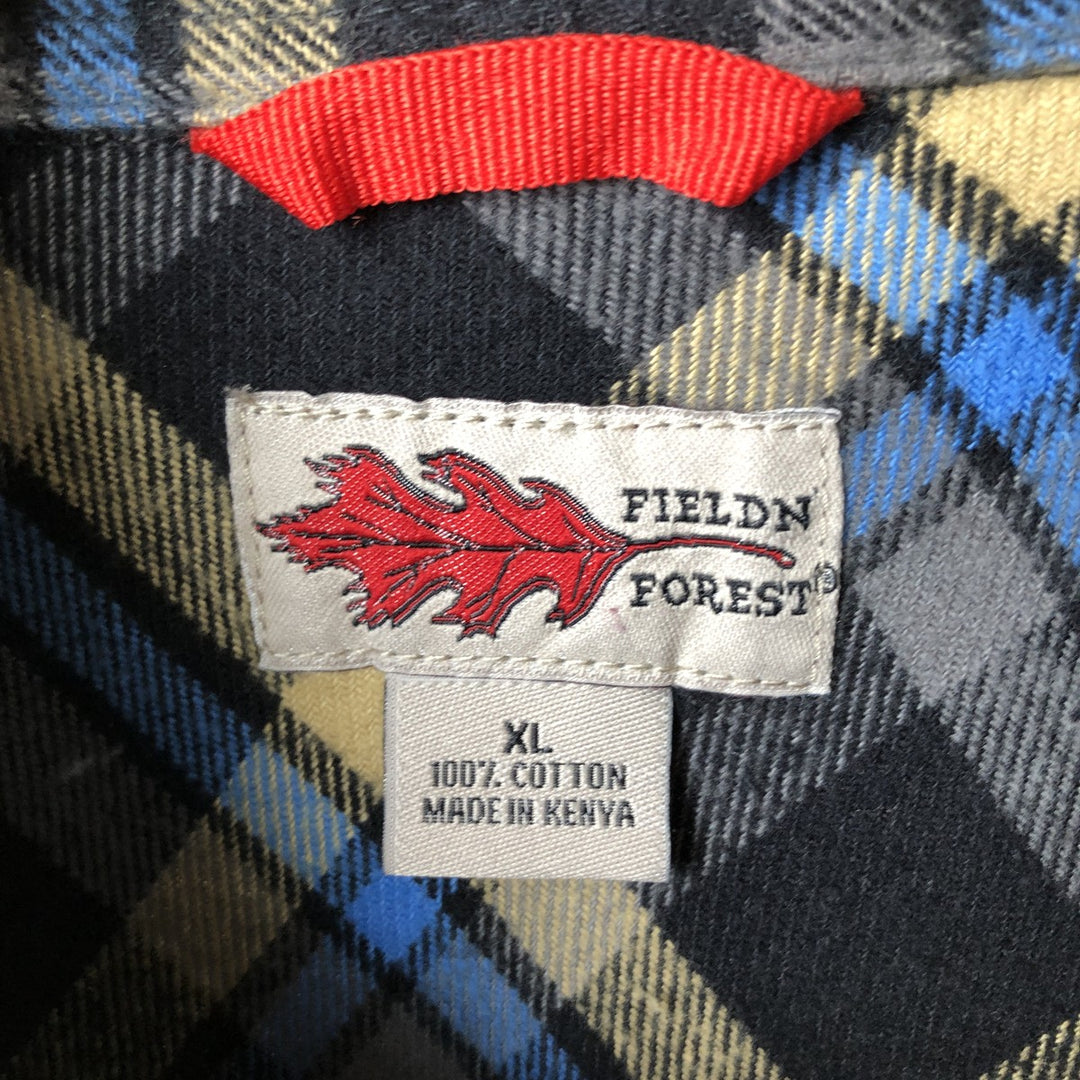 FIELDN' FOREST Long Sleeve Heavy Flannel Check Shirt Men's XL cotton blue type Vintage Second Hand
