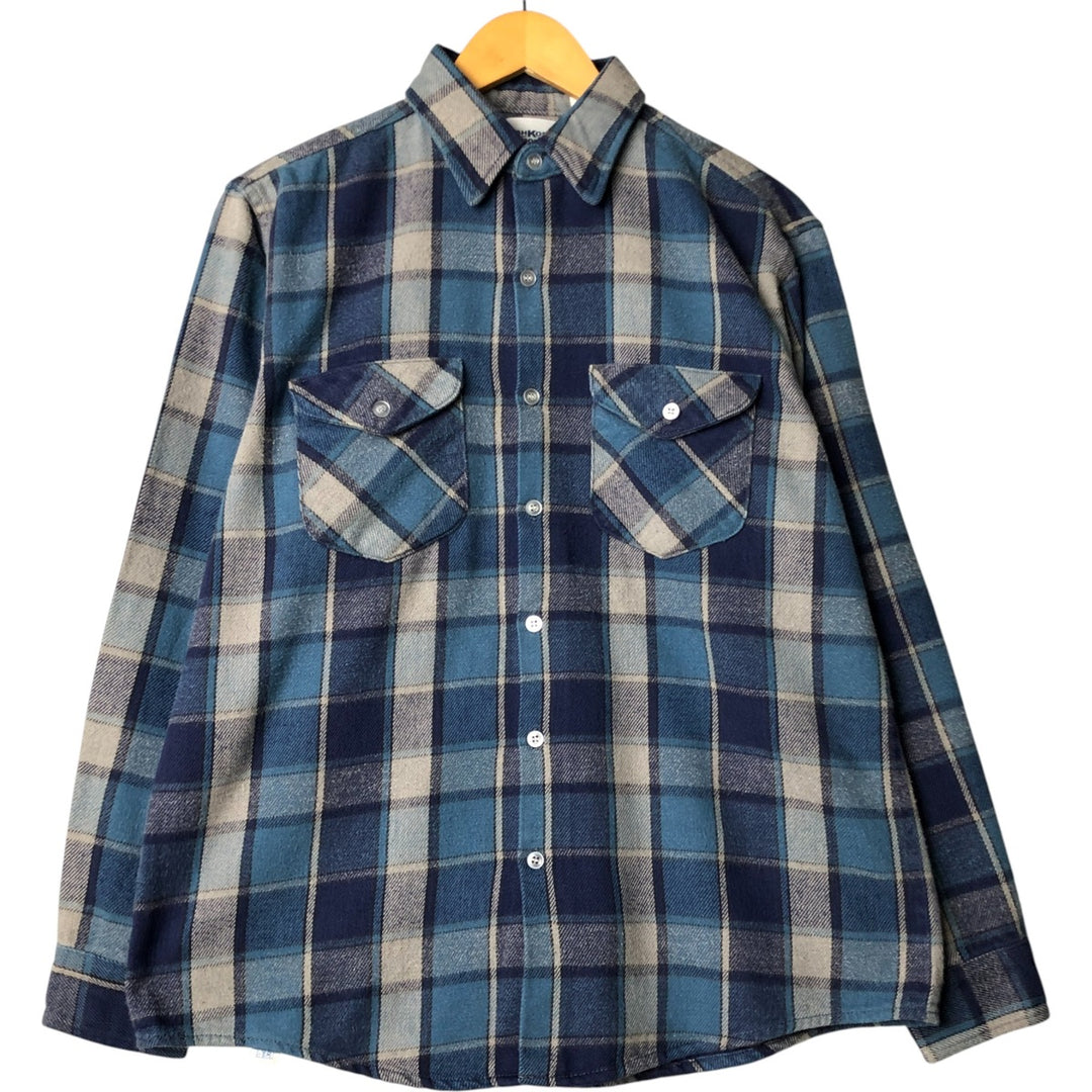 Osh Kosh long-sleeved flannel check shirt, made in the USA, men's size M, regular collar cotton Blue type light blue Vintage Second Hand
