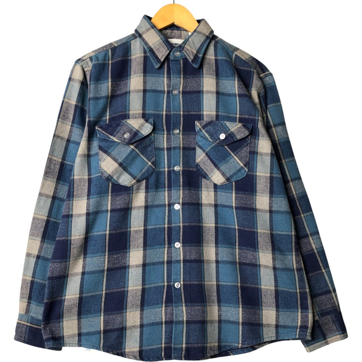 Osh Kosh long-sleeved flannel check shirt, made in the USA, men's size M, regular collar cotton Blue type light blue Vintage Second Hand
