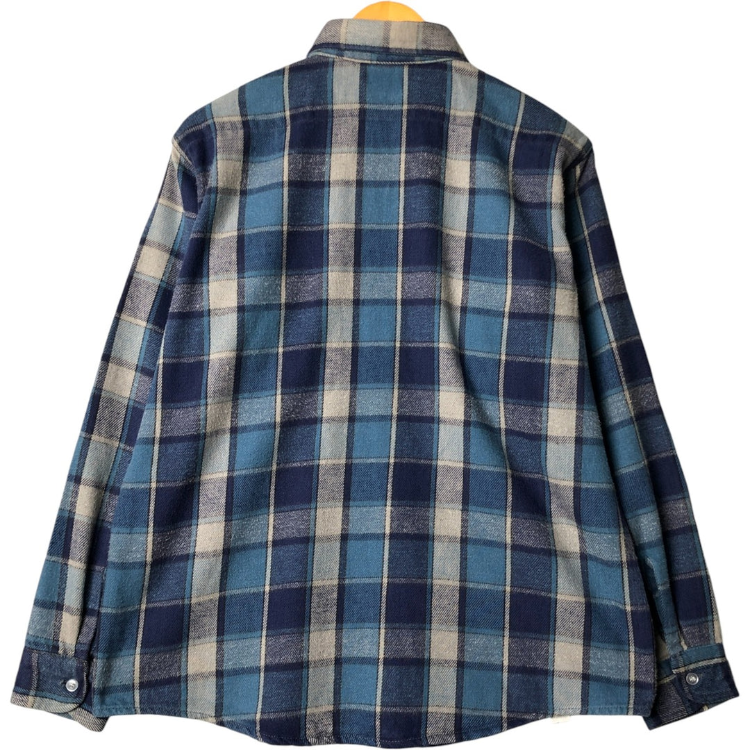 Osh Kosh long-sleeved flannel check shirt, made in the USA, men's size M, regular collar cotton Blue type light blue Vintage Second Hand