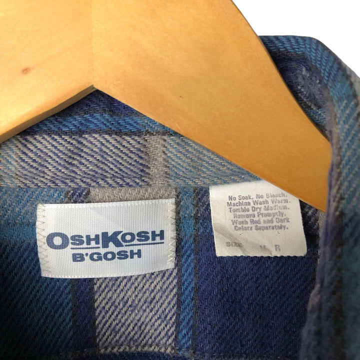 Osh Kosh long-sleeved flannel check shirt, made in the USA, men's size M, regular collar cotton Blue type light blue Vintage Second Hand