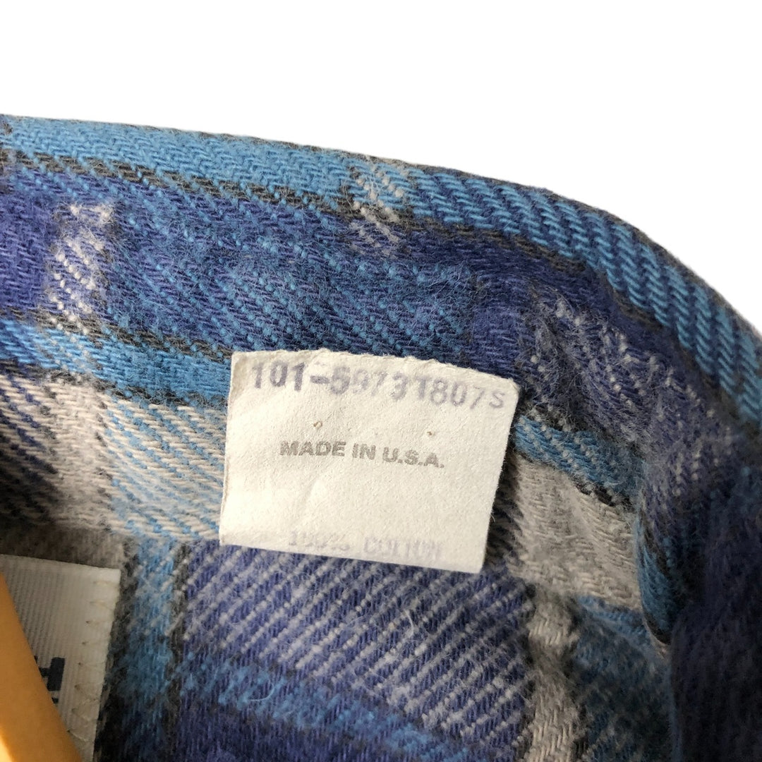 Osh Kosh long-sleeved flannel check shirt, made in the USA, men's size M, regular collar cotton Blue type light blue Vintage Second Hand