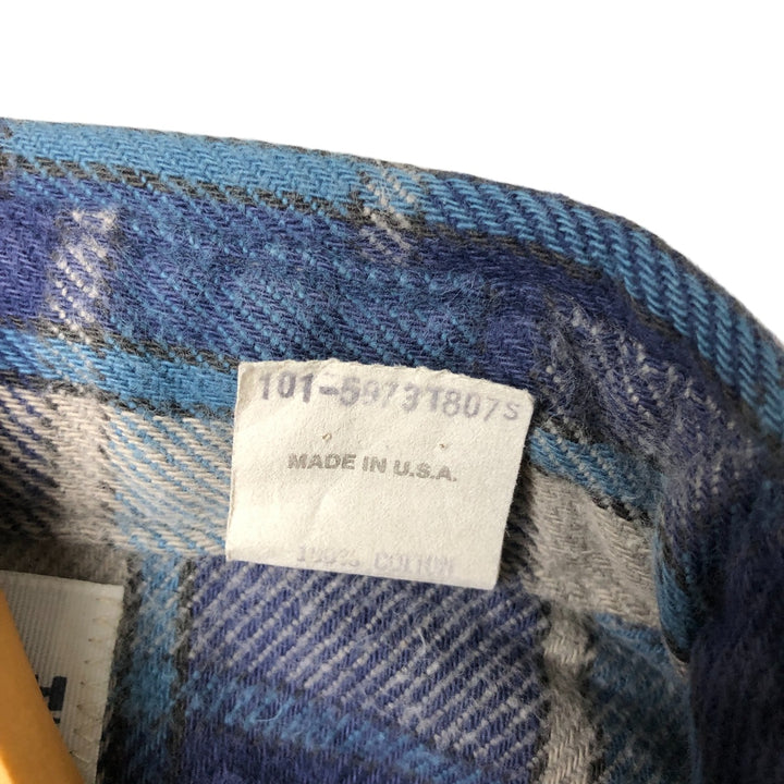 Osh Kosh long-sleeved flannel check shirt, made in the USA, men's size M, regular collar cotton Blue type light blue Vintage Second Hand