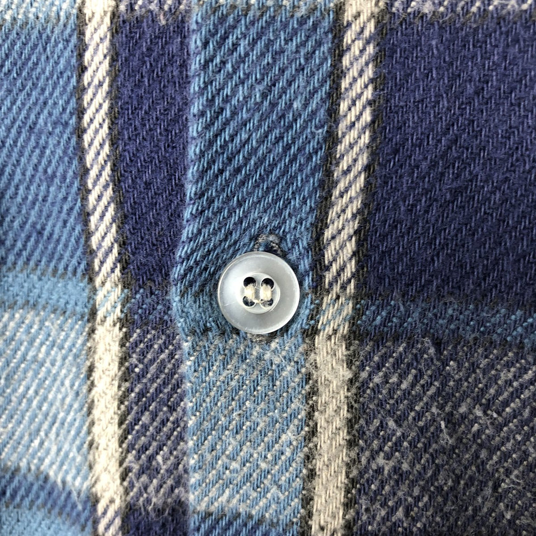 Osh Kosh long-sleeved flannel check shirt, made in the USA, men's size M, regular collar cotton Blue type light blue Vintage Second Hand