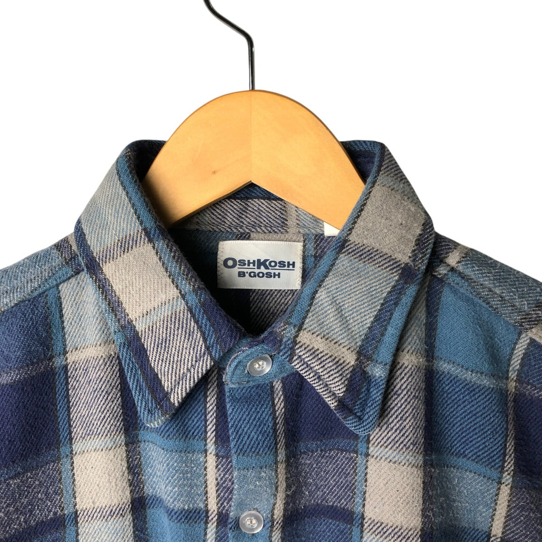 Osh Kosh long-sleeved flannel check shirt, made in the USA, men's size M, regular collar cotton Blue type light blue Vintage Second Hand