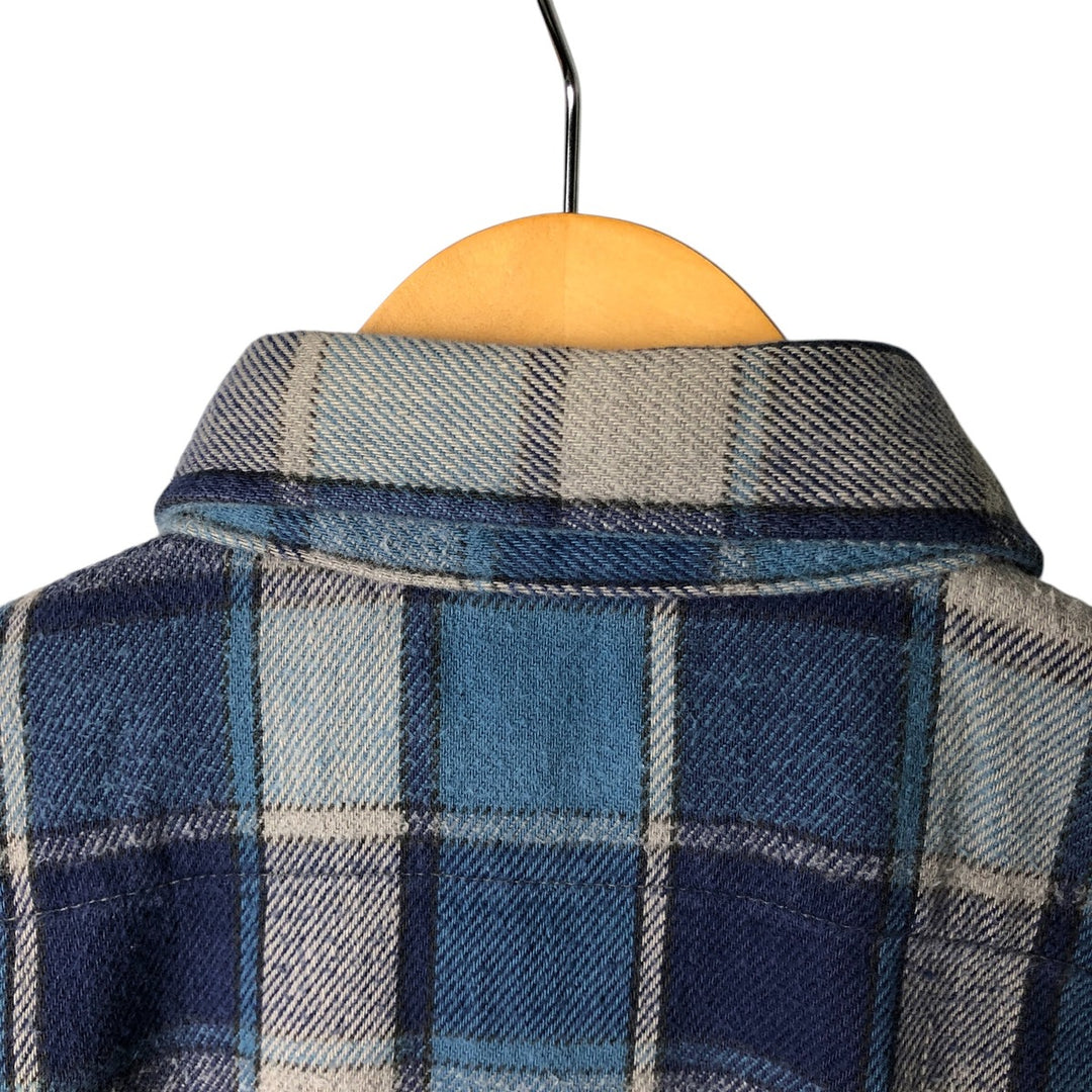 Osh Kosh long-sleeved flannel check shirt, made in the USA, men's size M, regular collar cotton Blue type light blue Vintage Second Hand