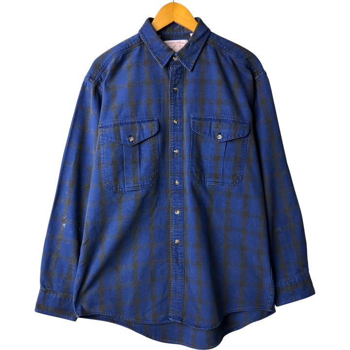 Vintage 1980'S Filson long-sleeved heavy flannel check shirt, made in the USA, size L, men's cotton blue type Vintage Second Hand