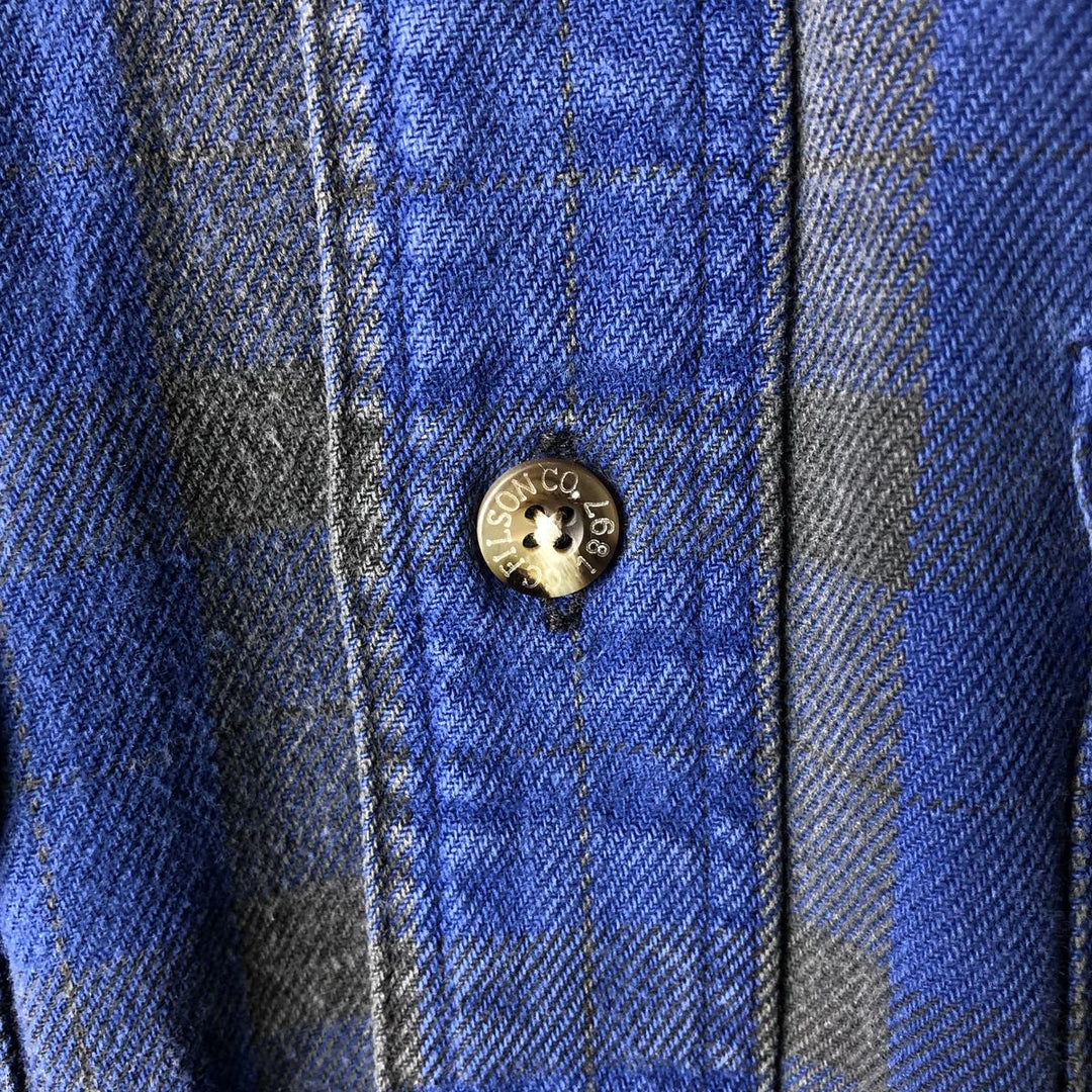 Vintage 1980'S Filson long-sleeved heavy flannel check shirt, made in the USA, size L, men's cotton blue type Vintage Second Hand