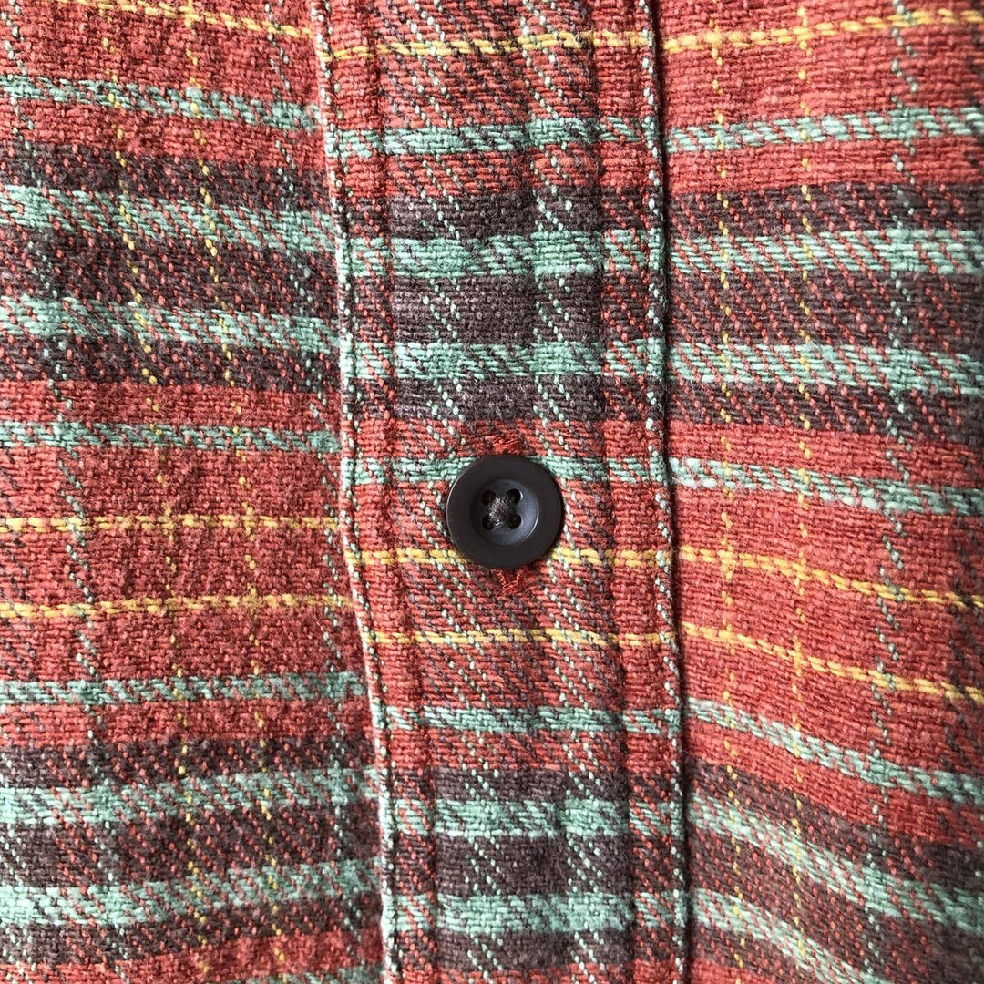 90'S Vintage J.Crew Long Sleeve Flannel Check Shirt, Men's Size L cotton orange type Vintage Second Hand