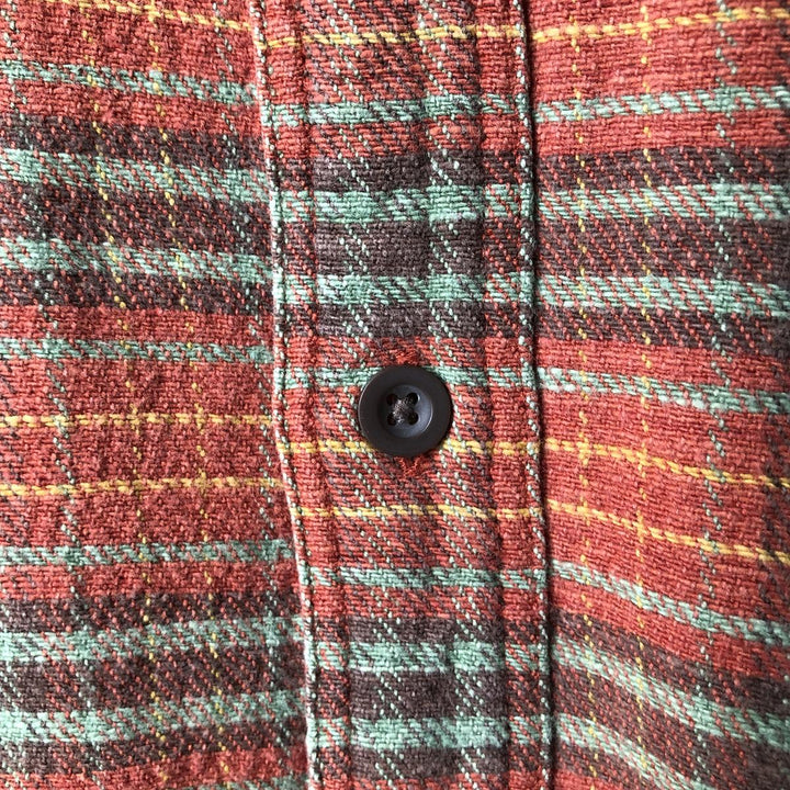 90'S Vintage J.Crew Long Sleeve Flannel Check Shirt, Men's Size L cotton orange type Vintage Second Hand