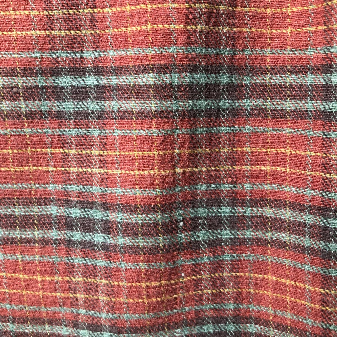 90'S Vintage J.Crew Long Sleeve Flannel Check Shirt, Men's Size L cotton orange type Vintage Second Hand