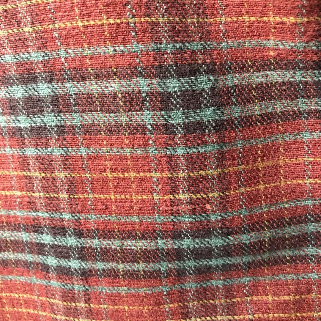 90'S Vintage J.Crew Long Sleeve Flannel Check Shirt, Men's Size L cotton orange type Vintage Second Hand