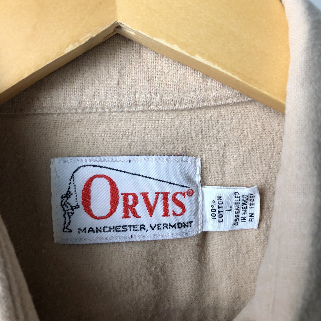 Vintage 1980'S Orvis long-sleeved chamois cloth shirt, size L, men's cotton Beige type Vintage Second Hand