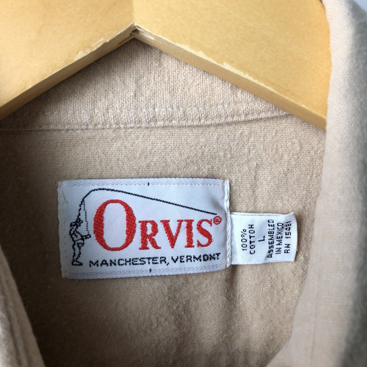 Vintage 1980'S Orvis long-sleeved chamois cloth shirt, size L, men's cotton Beige type Vintage Second Hand