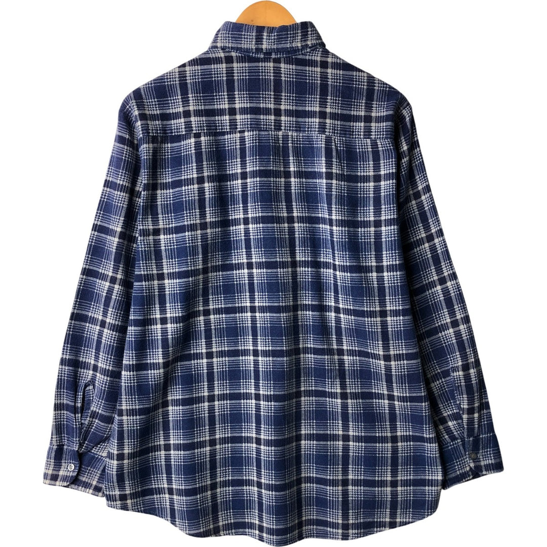 Vintage 80s-90'S American Edition Long Sleeve Light Flannel Check Shirt, Made in USA, Men's Size Medium cotton blue type Vintage Second Hand