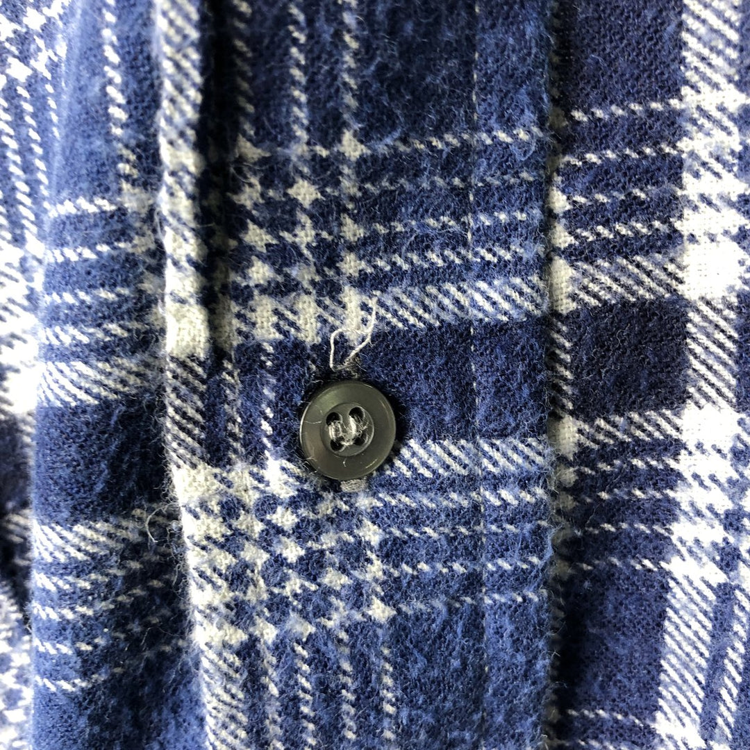Vintage 80s-90'S American Edition Long Sleeve Light Flannel Check Shirt, Made in USA, Men's Size Medium cotton blue type Vintage Second Hand