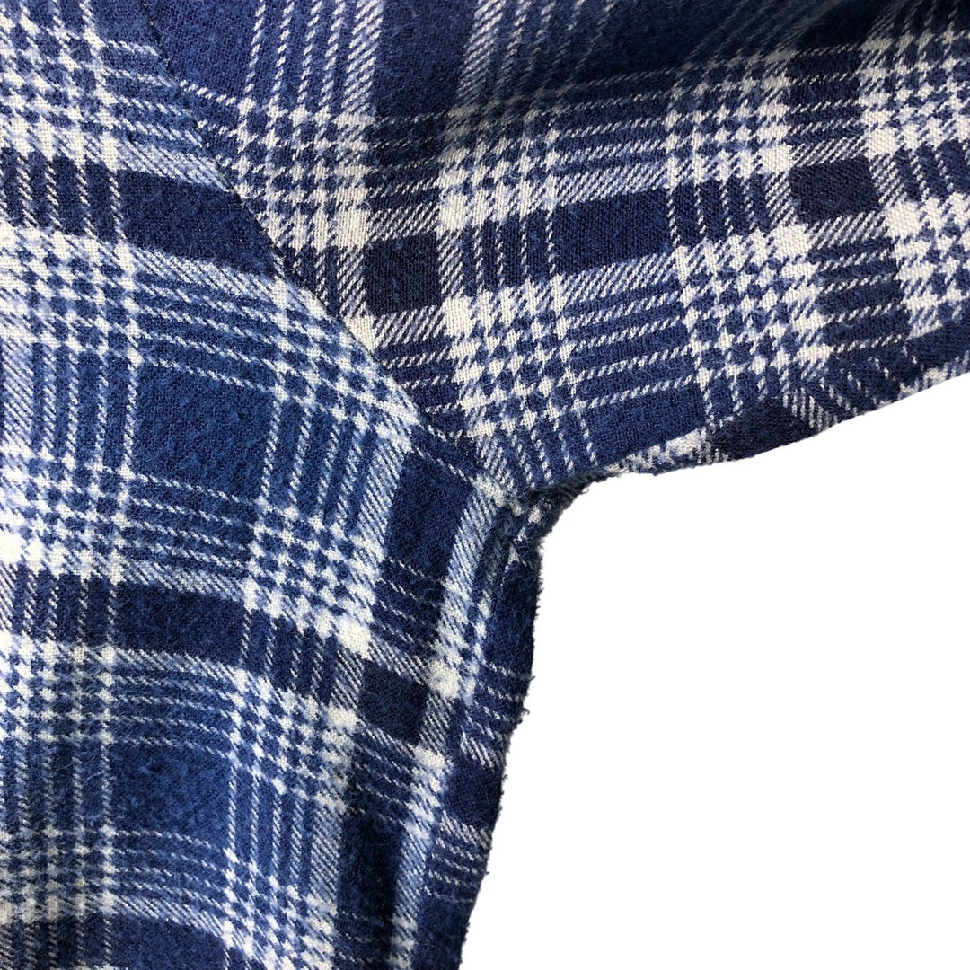 Vintage 80s-90'S American Edition Long Sleeve Light Flannel Check Shirt, Made in USA, Men's Size Medium cotton blue type Vintage Second Hand