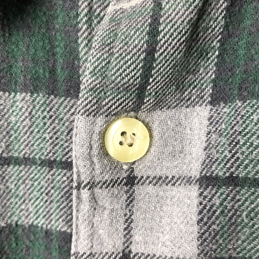 90'S J.Crew long-sleeved flannel check shirt, men's size XXL, vintage cotton green type Vintage Second Hand