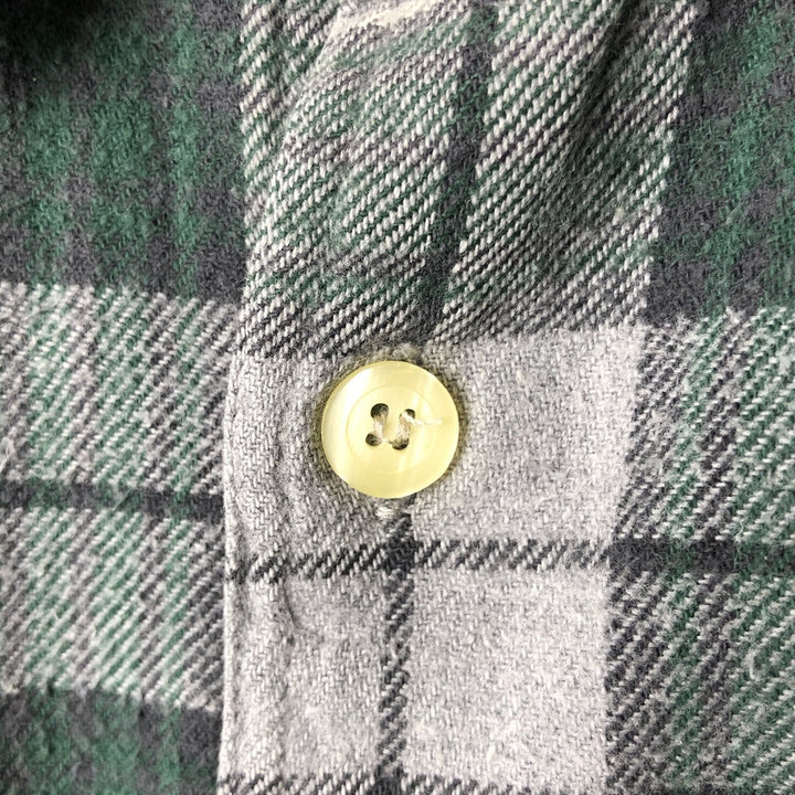 90'S J.Crew long-sleeved flannel check shirt, men's size XXL, vintage cotton green type Vintage Second Hand