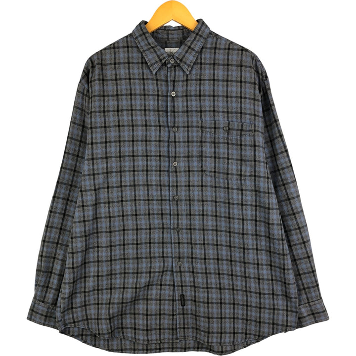 Calvin Klein Jeans Long Sleeve Light Flannel Check Shirt, Men's Size L cotton gray type Vintage Second Hand