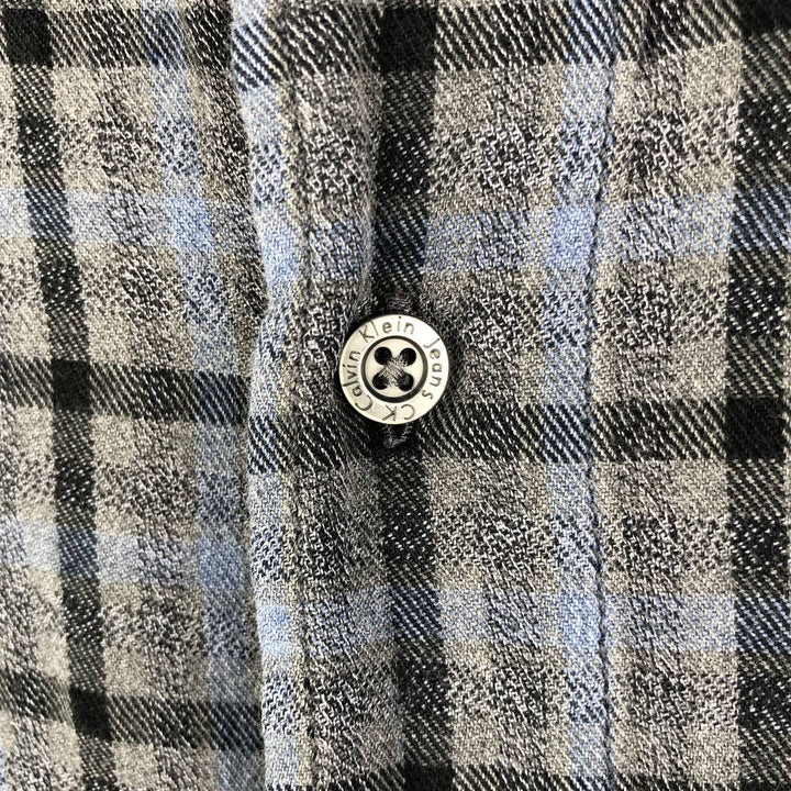 Calvin Klein Jeans Long Sleeve Light Flannel Check Shirt, Men's Size L cotton gray type Vintage Second Hand