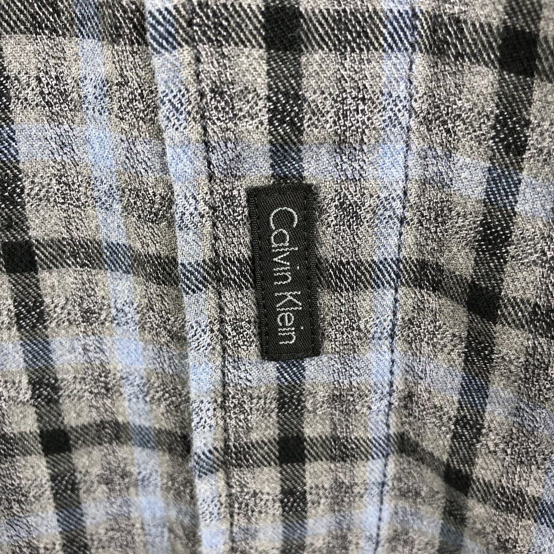 Calvin Klein Jeans Long Sleeve Light Flannel Check Shirt, Men's Size L cotton gray type Vintage Second Hand