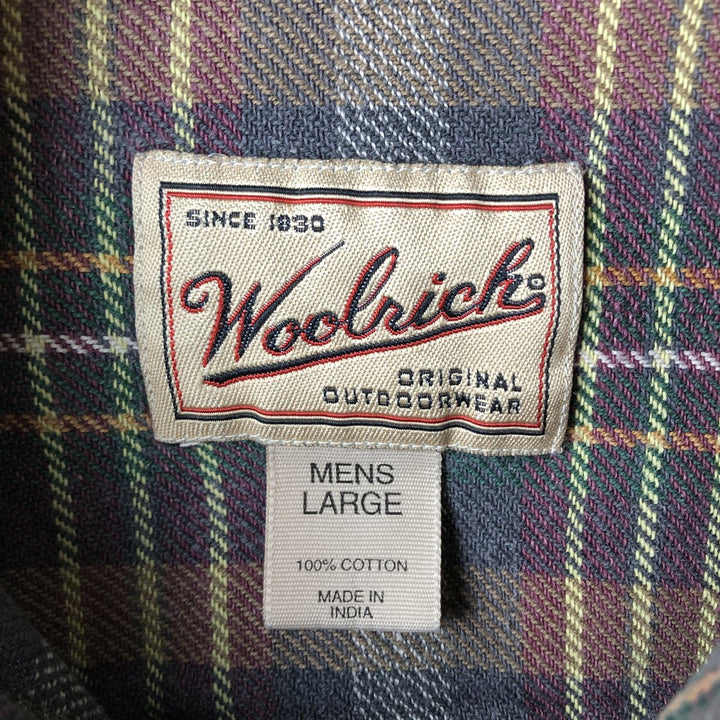 2000'S WOOLRICH Long Sleeve Button-Down Light Flannel Check Shirt, Men's Size L cotton Purple type red-purple Vintage Second Hand